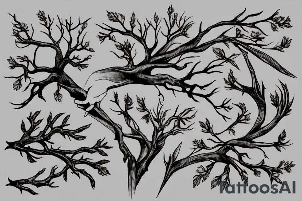 thorn branch around hand tattoo idea