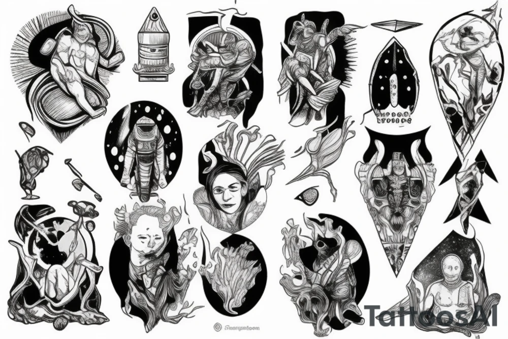 Scandinavian gods as astronauts tattoo idea