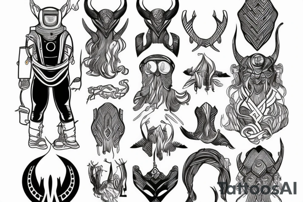 Loki - Scandinavian god as astronauts tattoo idea