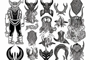 Loki - Scandinavian god as astronauts tattoo idea