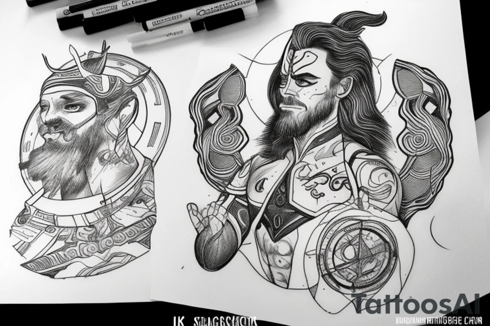 Loki - Scandinavian god as astronauts tattoo idea