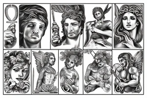 greek god holding a match tattoo idea