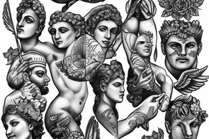 greek god holding a match tattoo idea
