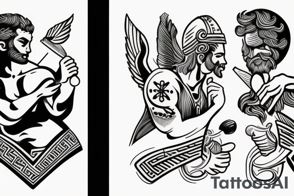 greek god holding a match tattoo idea
