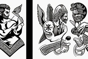 greek god holding a match tattoo idea