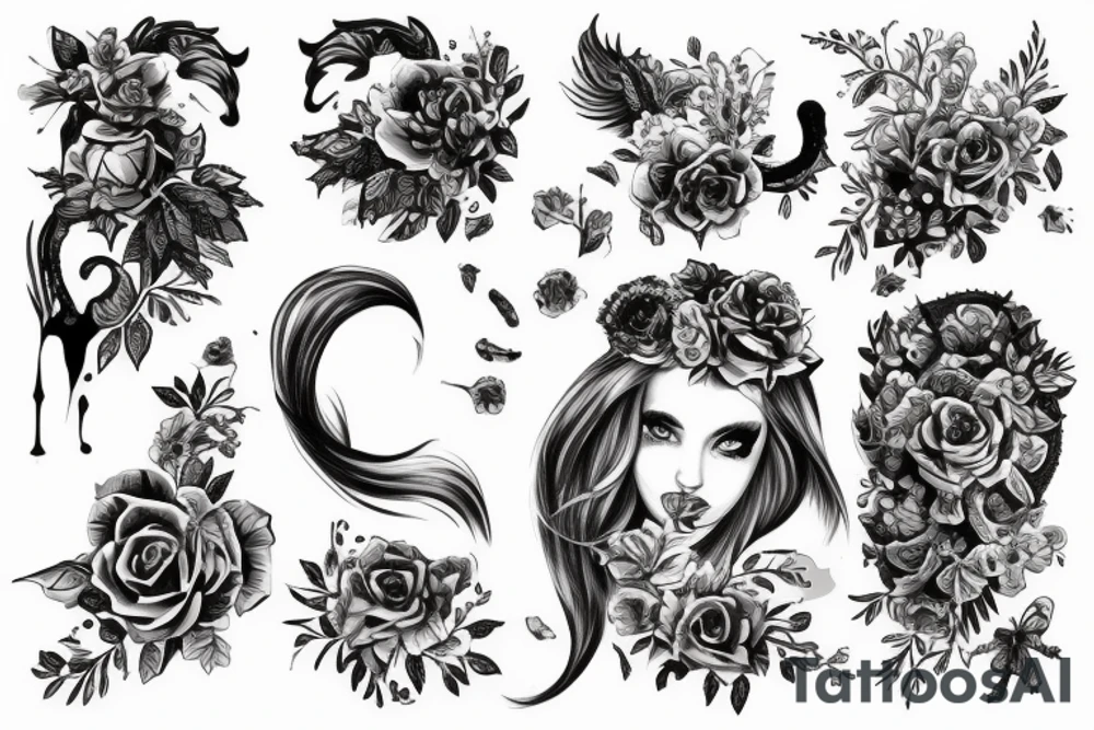 Змея ест свой хвост, на горе из черепов tattoo idea
