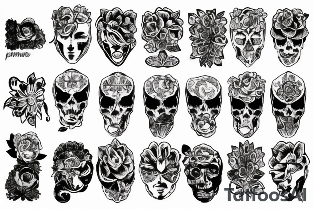 Змея ест свой хвост, на горе из черепов tattoo idea