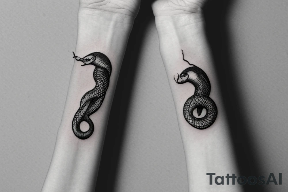 snake eating its tail, bracelet around the wrist, minimalism tattoo idea