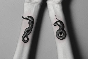 snake eating its tail, bracelet around the wrist, minimalism tattoo idea