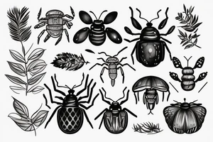 Scarabeo in olive leafs tattoo idea