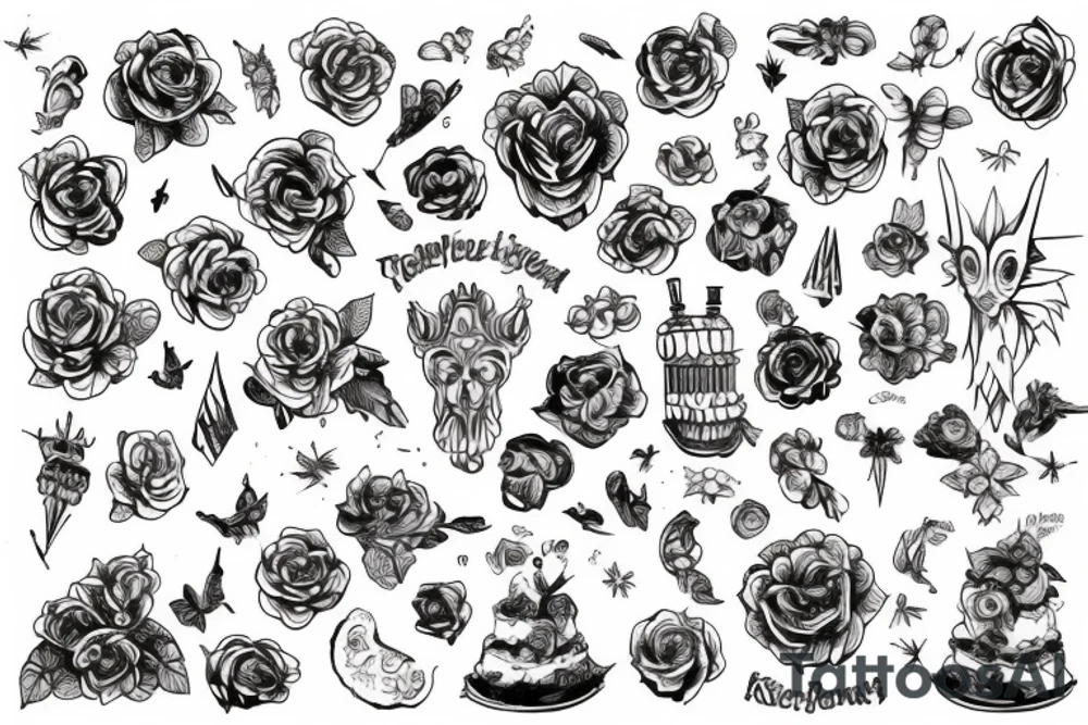 Черный кот и три карты tattoo idea