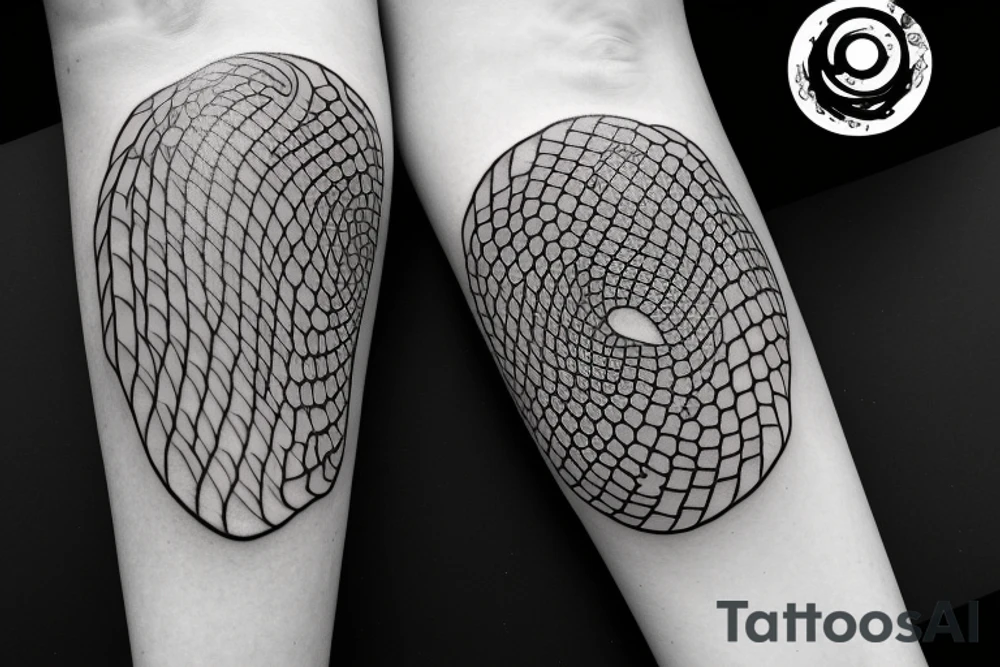 snake eating its tail, circle, yellow eye, vertical pupil, no scales, minimalism tattoo idea