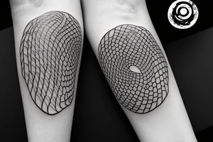 snake eating its tail, circle, yellow eye, vertical pupil, no scales, minimalism tattoo idea