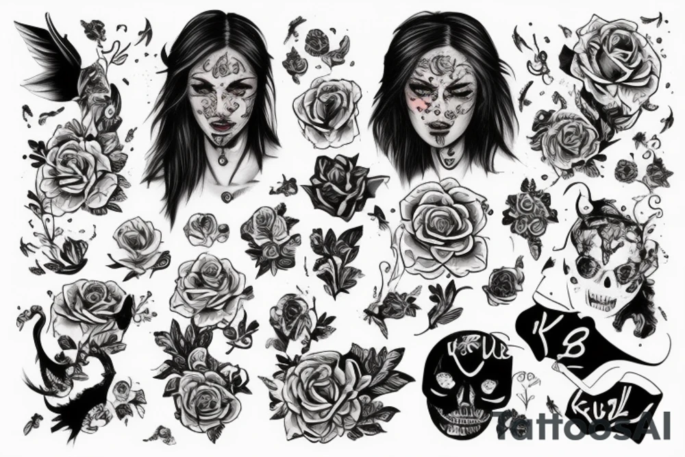 Черный кот и три карты tattoo idea