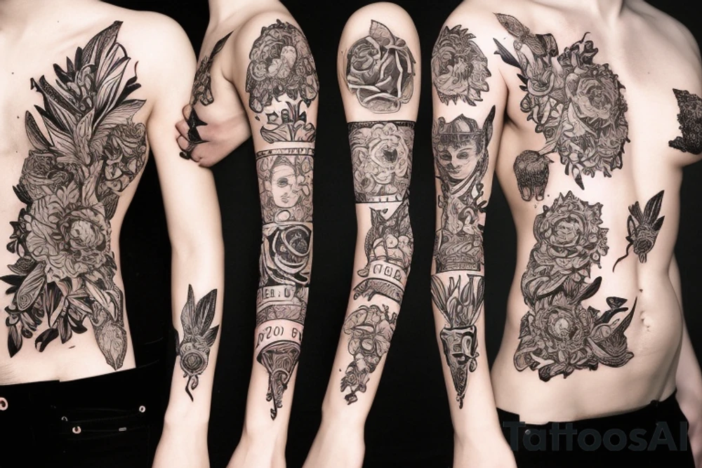Черный кот и три карты tattoo idea