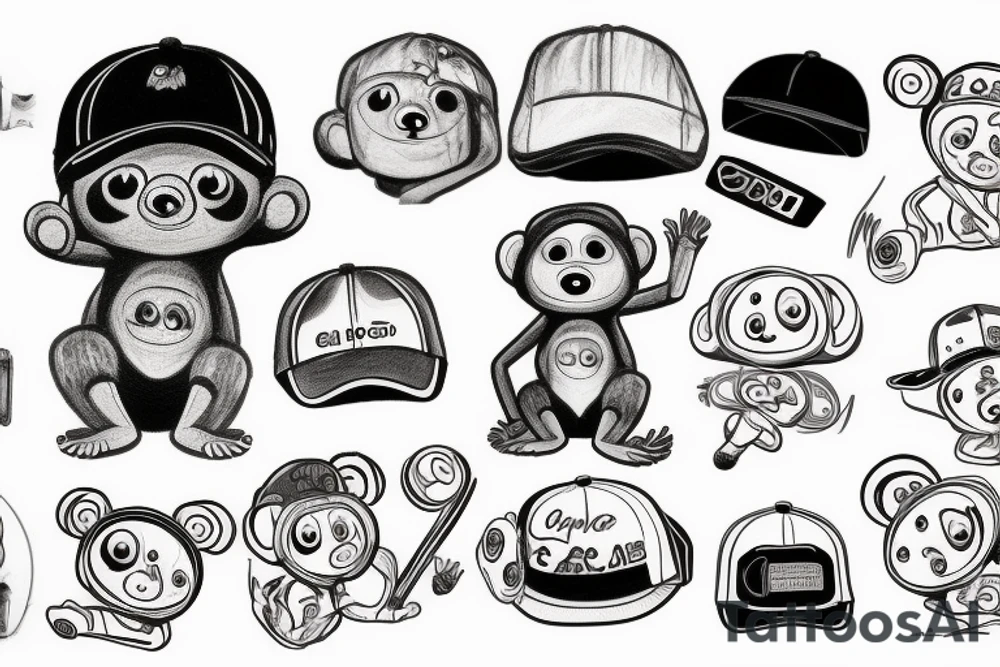 cheburashka in a cap tattoo idea