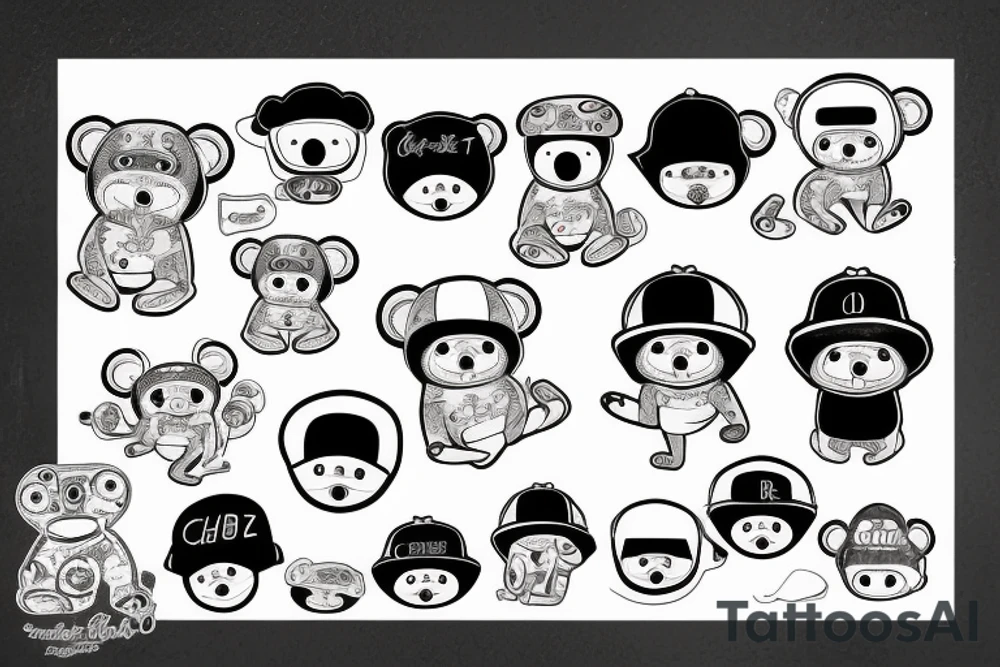 cheburashka in a cap tattoo idea
