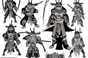 Demon samurai oni standing above campfire tattoo idea