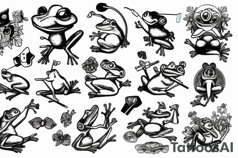frog smoking a cigarette tattoo idea