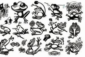 frog smoking a cigarette tattoo idea