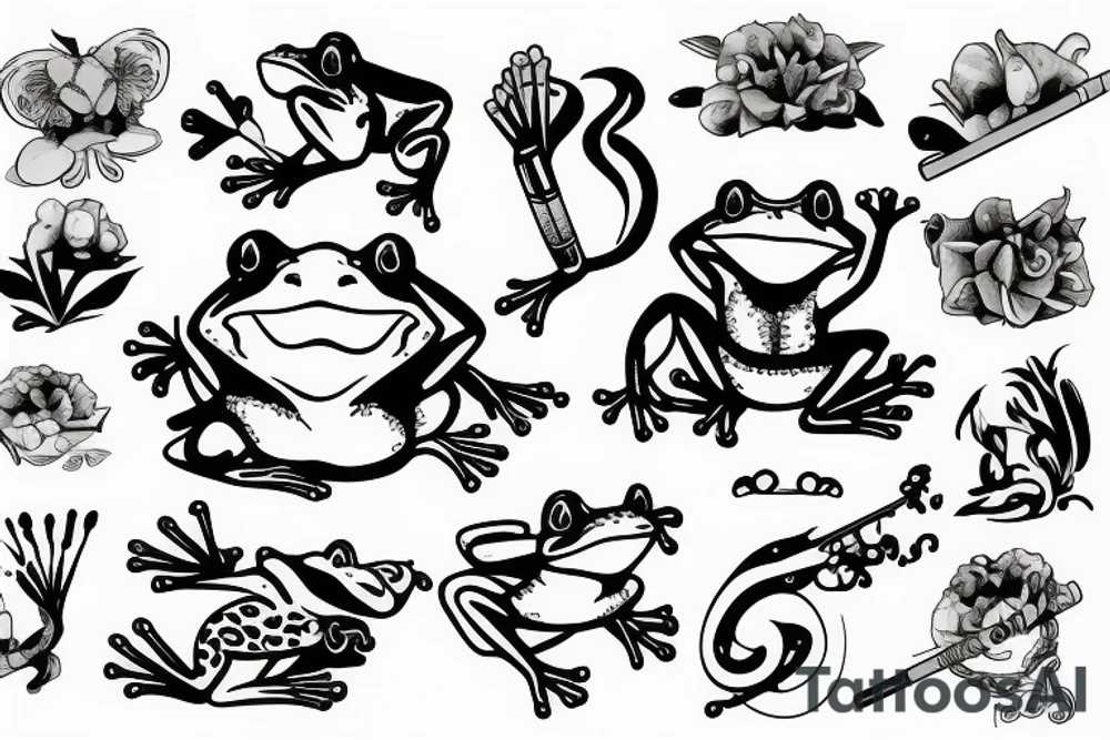 frog smoking a cigarette tattoo idea