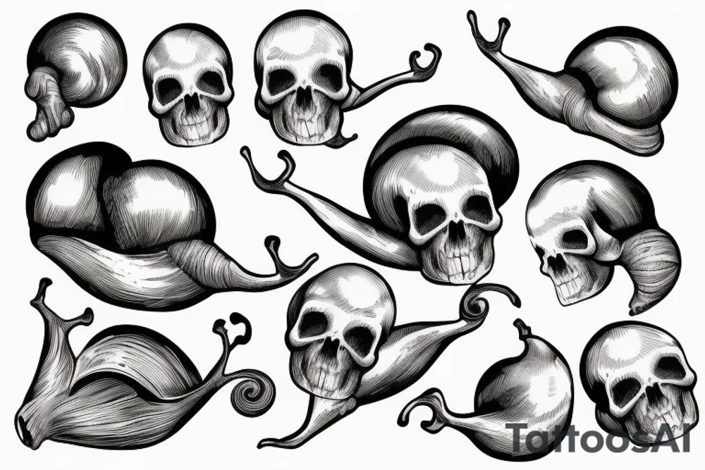 Snail with a skull on its shell tattoo idea