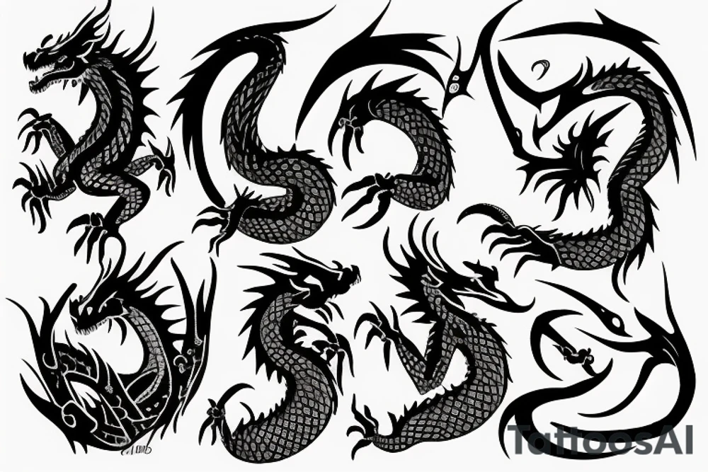 dragon, binary numbers tattoo idea