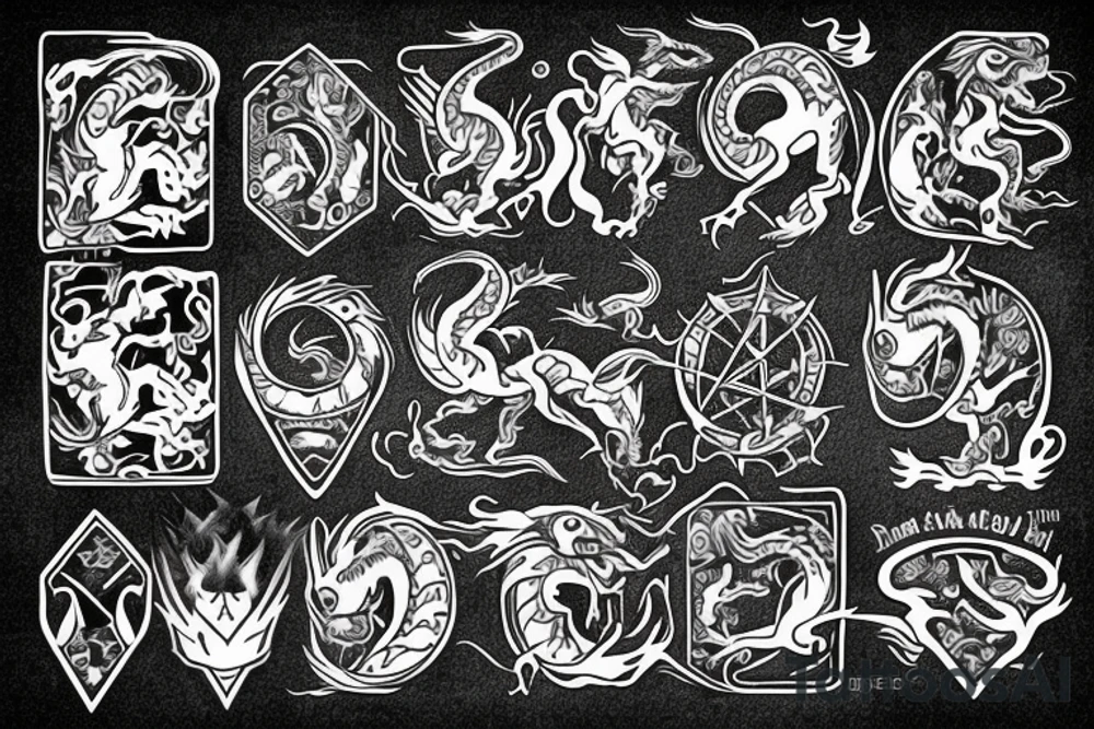 dragon, binary numbers tattoo idea
