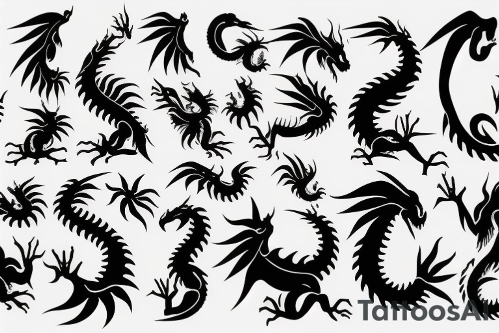 dragon, binary numbers tattoo idea