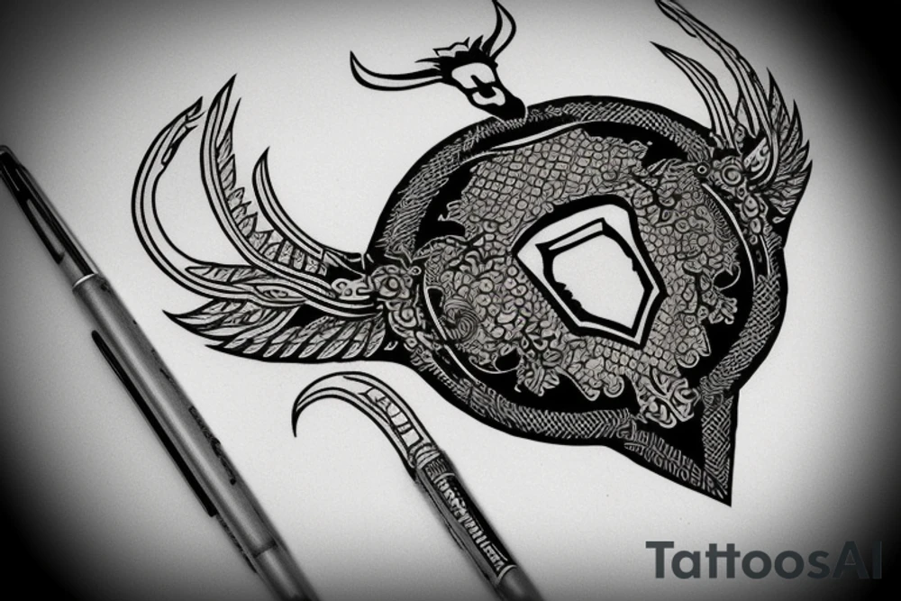 capricorn sign in form of shield, loork like number 3 tattoo idea