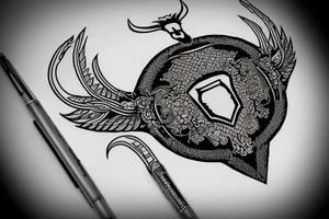 capricorn sign in form of shield, loork like number 3 tattoo idea