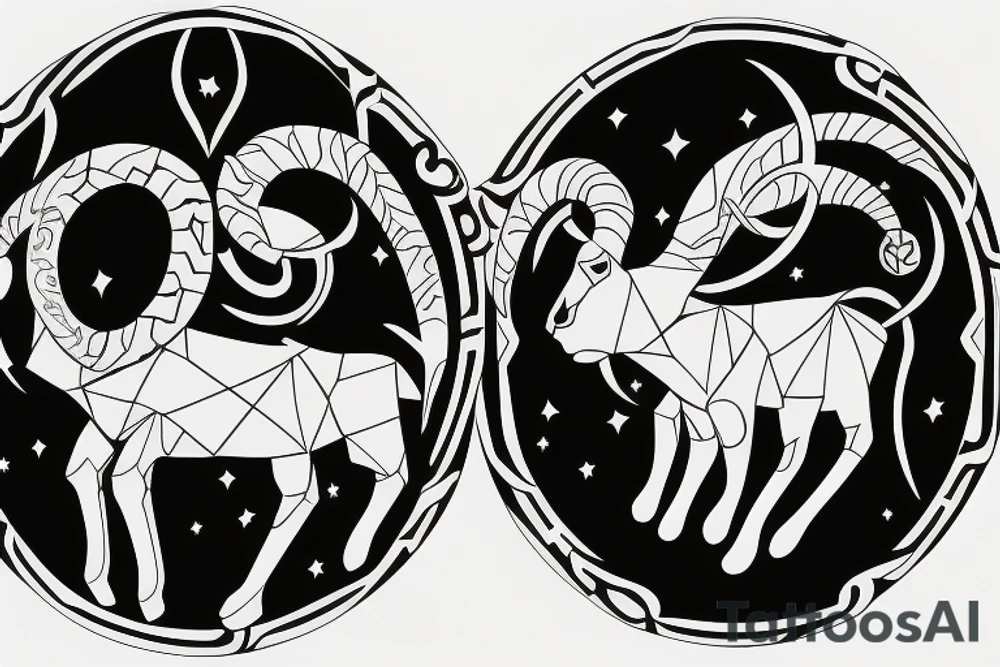 capricorn sign in form of shield, loork like number 3 tattoo idea