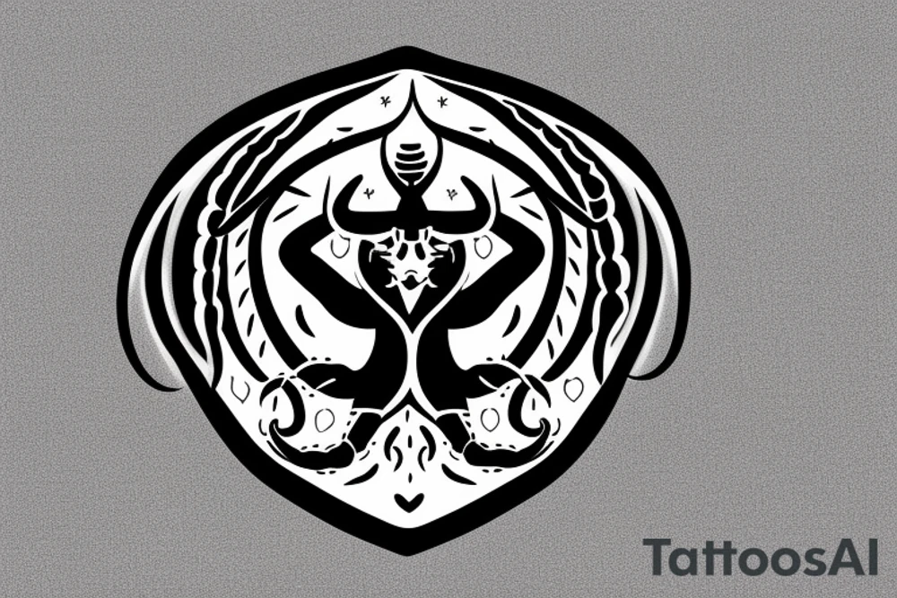 capricorn sign in form of shield, loork like number 3 tattoo idea