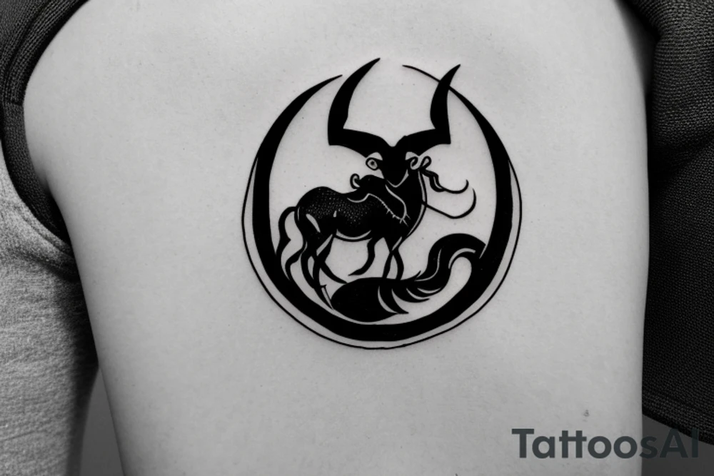 capricorn sign in form of shield, loork like number 3 tattoo idea