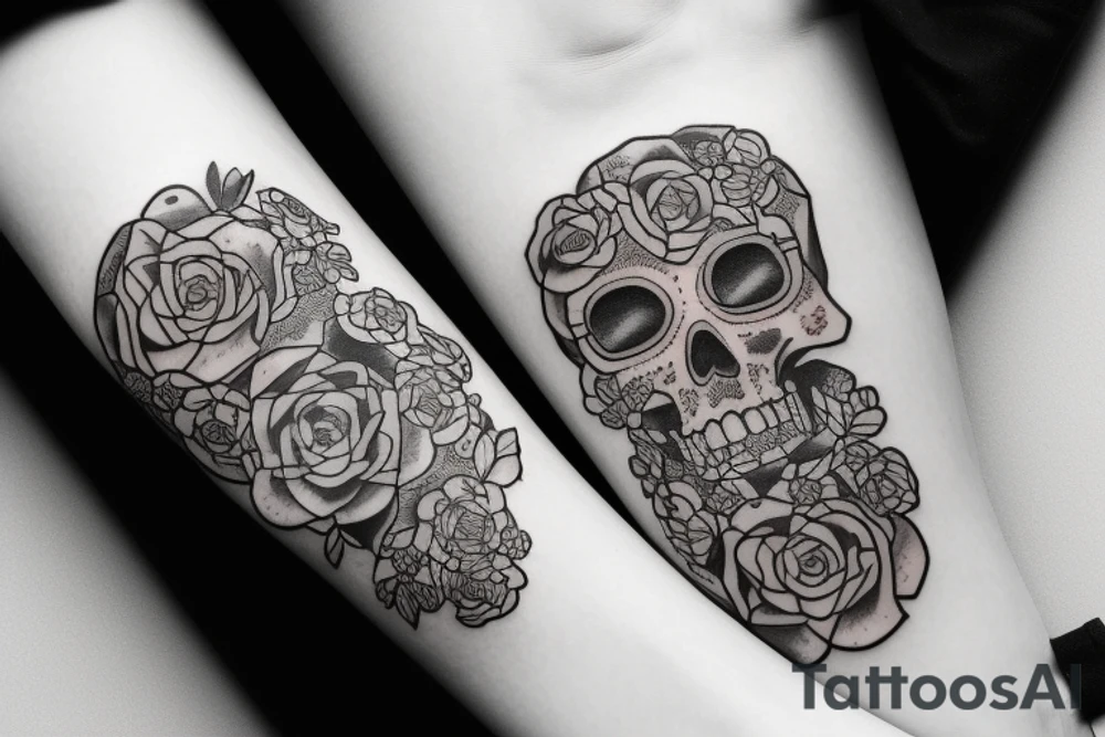 Memento mori memento vivere with flowers tattoo idea