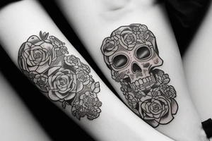 Memento mori memento vivere with flowers tattoo idea