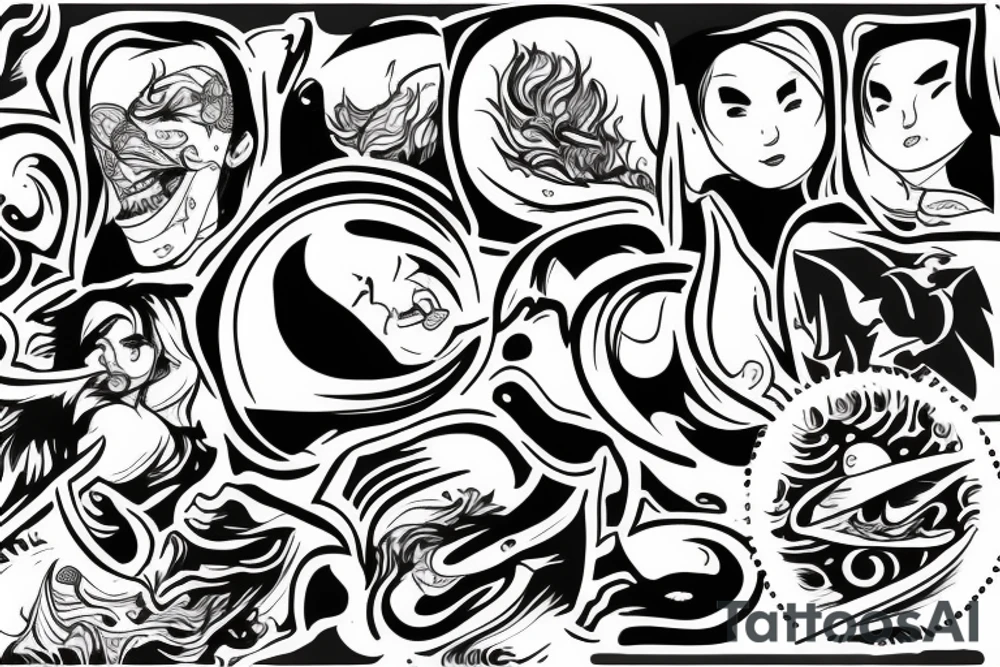 san being thrown at a wave tattoo idea