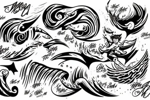 san being thrown at a wave tattoo idea