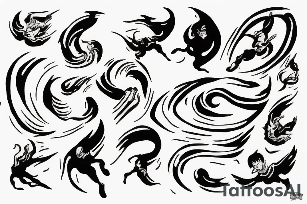 san being thrown at a wave tattoo idea