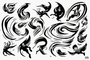 san being thrown at a wave tattoo idea