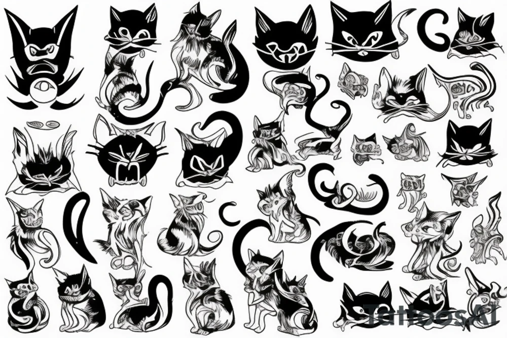 Demon cat tattoo idea