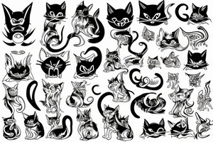 Demon cat tattoo idea