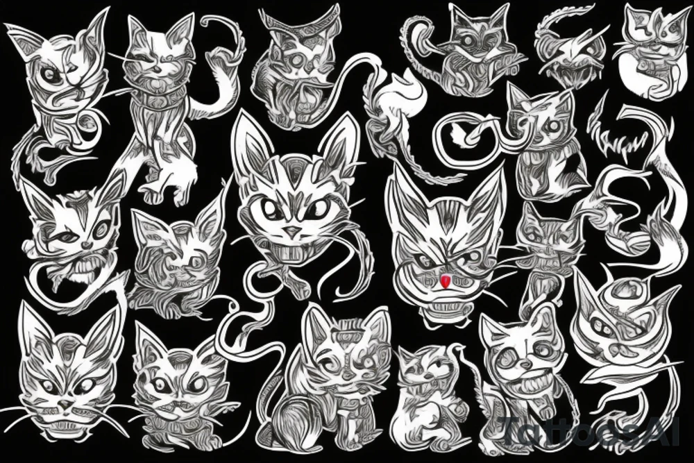 Demon cat tattoo idea