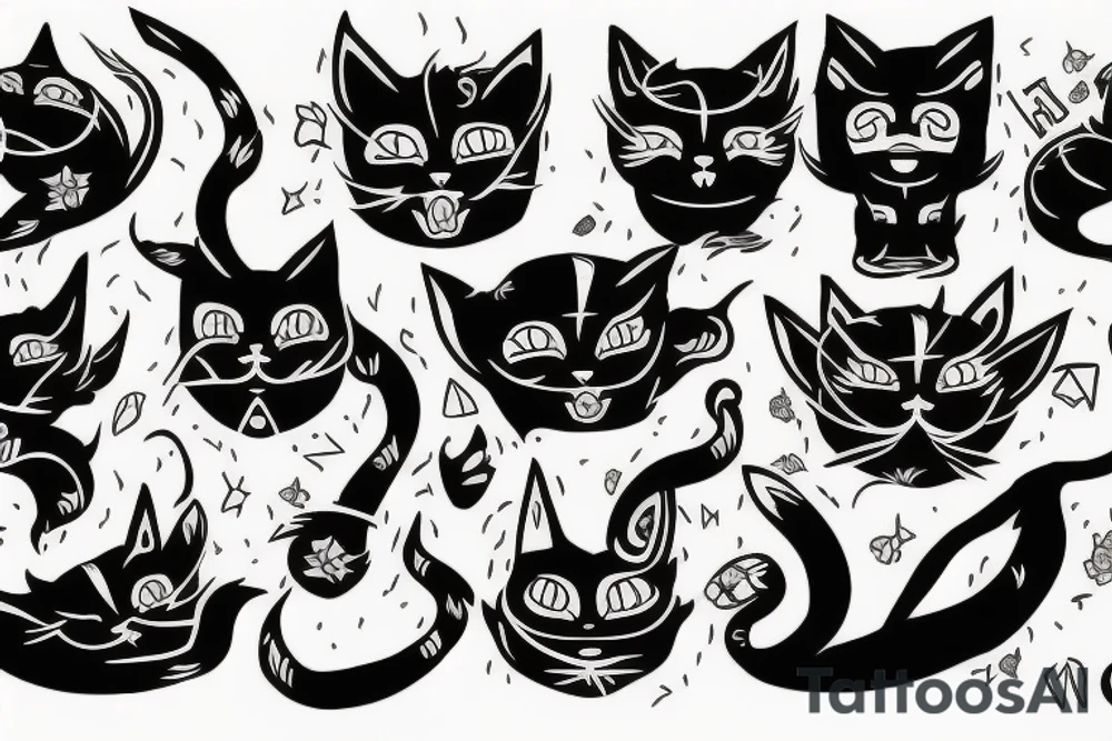 Demon cat tattoo idea