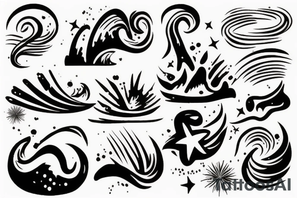 sand being thrown at a wave tattoo idea