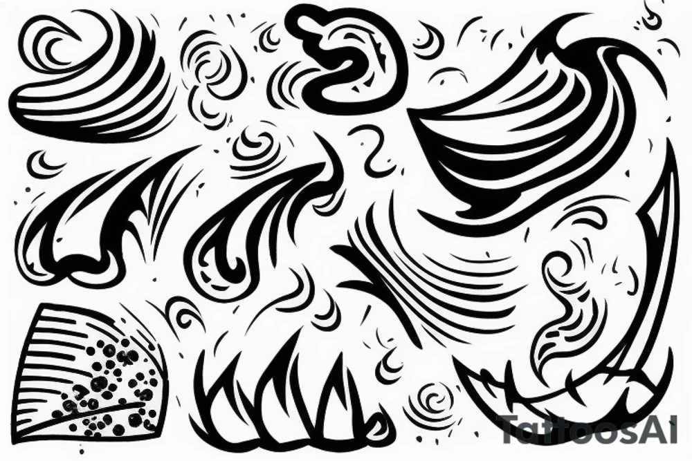 sand being thrown at a wave tattoo idea