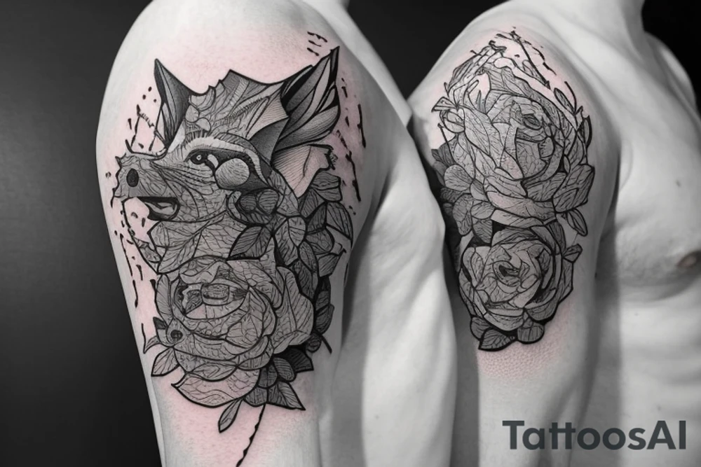 медведь с моноклем во фраке пьёт кролика и играет на скрипке tattoo idea