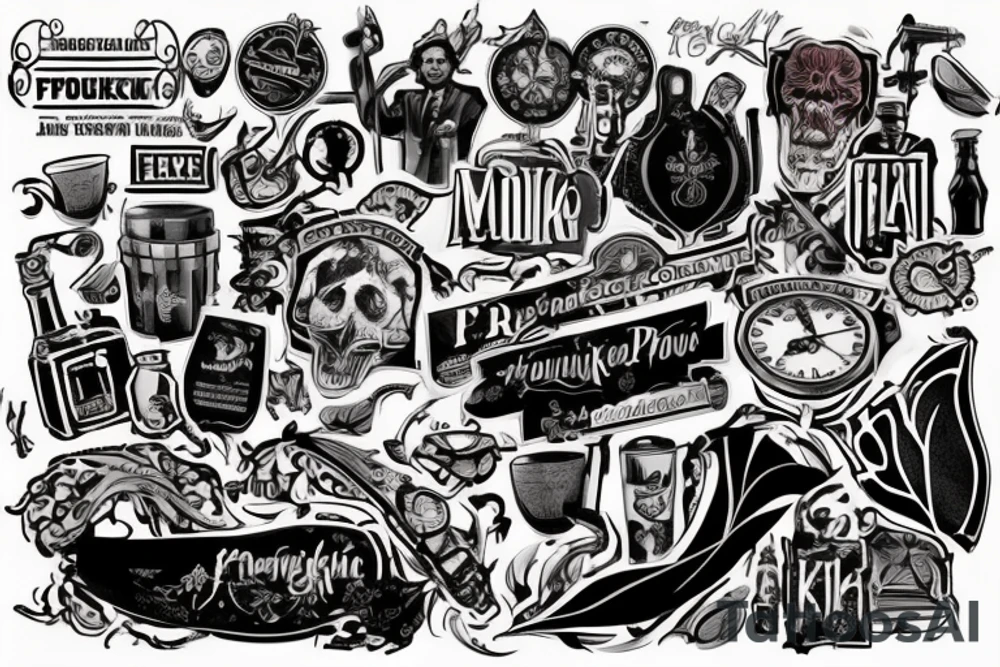 медведь с моноклем во фраке пьёт кролика и играет на скрипке tattoo idea