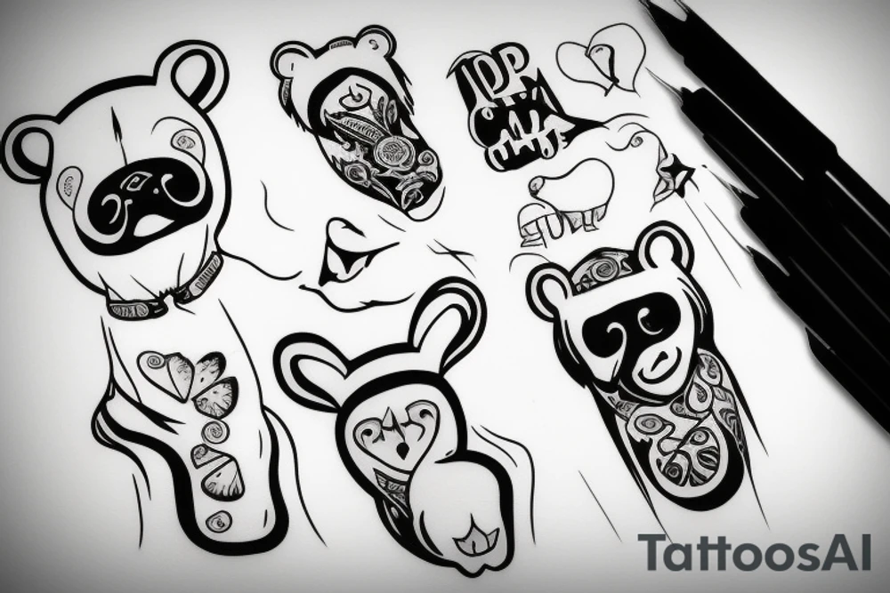 bear with vodka tattoo idea