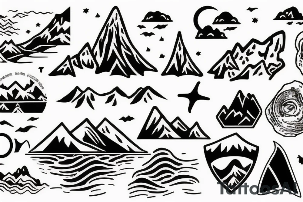 Mountains and sea tattoo idea